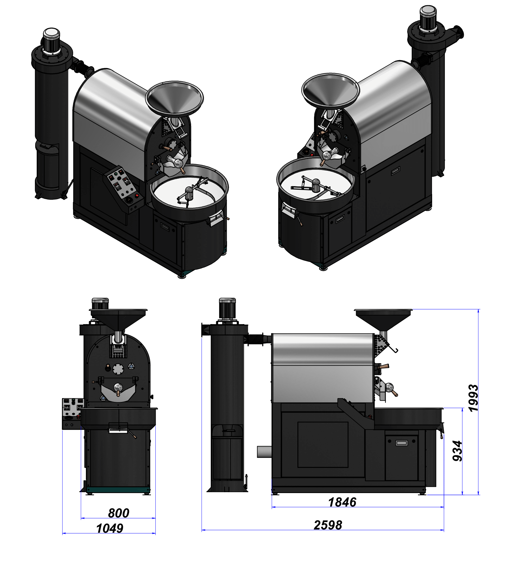 CMS-12 Coffee Roaster Dimensions
